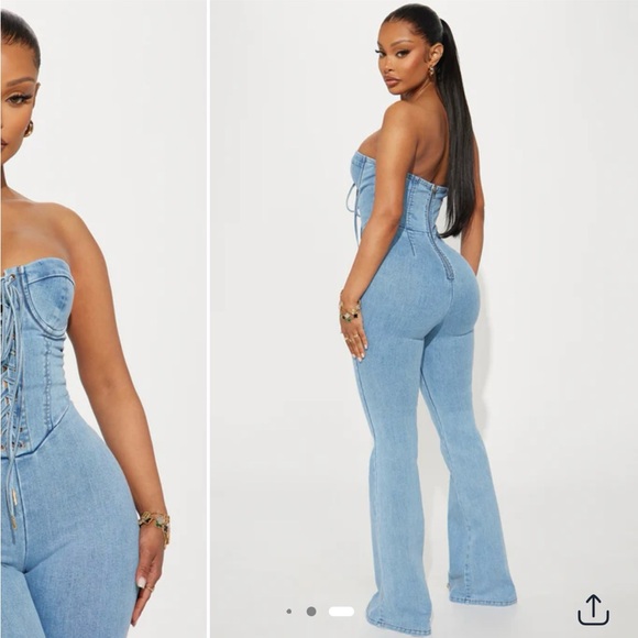 Fashion Nova Light Blue Denim Jumpsuit - Picture 2 of 2